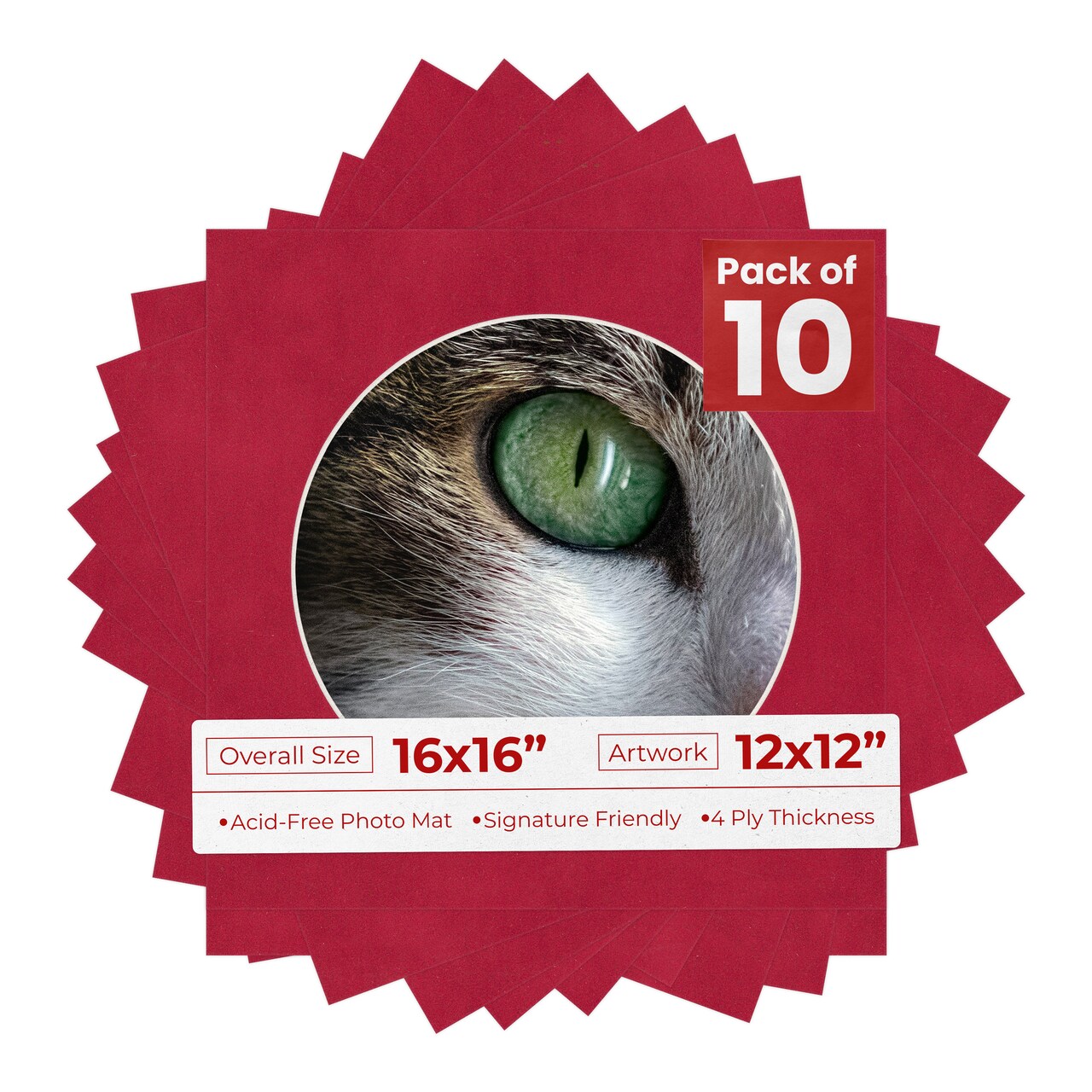 Red Suede Mat Board for 16x16 Frames - Circle Opening for 12x12 Photos